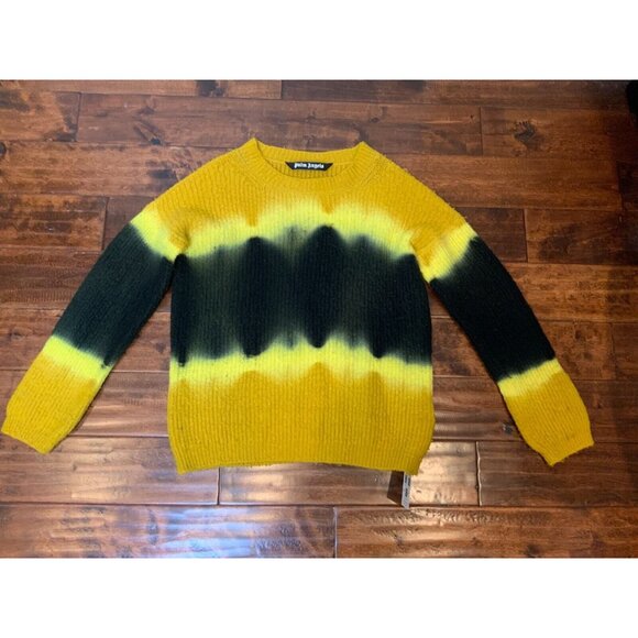 Palm Angels Yellow and Black Tie-Dye Casentino Sweater, Size Medium - Picture 3 of 6